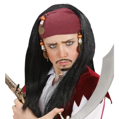 Afbeelding van WIDMANN Zwarte piratenpruik voor kinderen