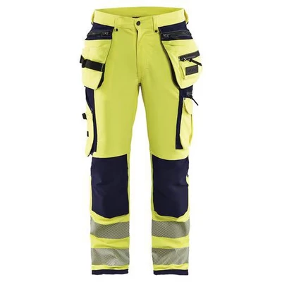 Image de Pantalon stretch 4D haute visibilité jaune fluorescent/marine