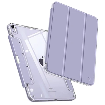 Afbeelding van Fintie Hoes voor iPad Air 11 inch M2 (2024), 5e generatie (2022)/iPad 4e 10,9 inch, transparante achterkant met discrete intrekbare penhouder, pastelpaars