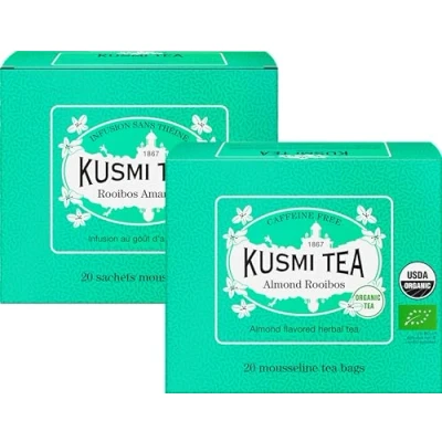 Afbeelding van Kusmi Tea Rooibos Amande Lot de 2 boîtes Infusion Bio Issu l&#039;Agriculture Biologiques Douce et Onctueuse sans Théine 2x20 Sachets Thé
