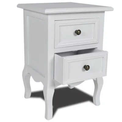 Image de vidaXL Table de chevet avec 2 tiroirs MDF Blanc 60637