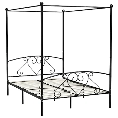 Afbeelding van Hemelbedframe metaal zwart 160x200 cm