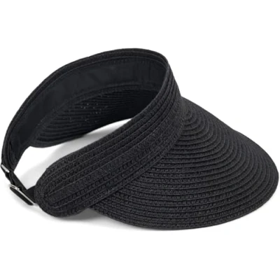 Afbeelding van styleBREAKER 04023097 papieren stropet voor dames, effen kleur, verstelbaar, zonneklep, zwart.
