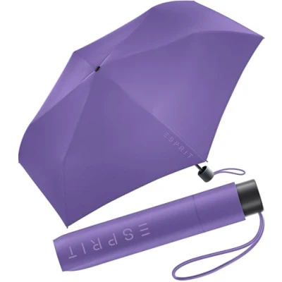 Afbeelding van Esprit Slimline FJ 2022 Mini Pocket Paraplu, Donkere lavendel, Zakparaplu met handmatige opening