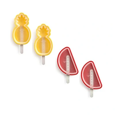 Afbeelding van Lékué Set Van 4 Ijsjesvormen Uit Silicone En Kunststof Ananas Watermeloen