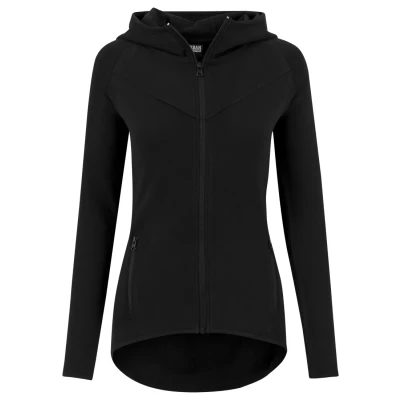Afbeelding van Urban Classics Ladies Athletic Interlock ZIP Hoody Sweater met rits, Dames, Maat: Large, Black