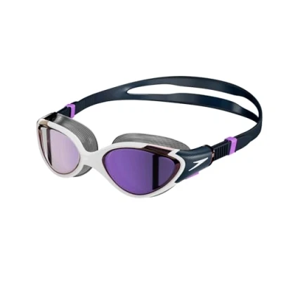 Image de Speedo Lunettes de natation Biofuse 2.0 pour femme Design féminin Mécanisme réglage breveté Anti buée fuites Coupe confortable, blanc/bleu marine/violet doux/violet flash, taille