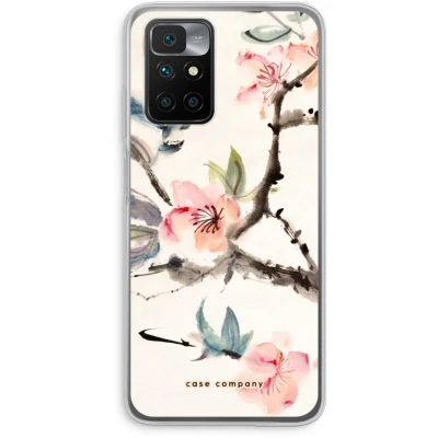 Afbeelding van Case Company® hoesje geschikt voor Xiaomi Redmi 10 Japanse bloemen Soft Cover Telefoonhoesje Bescherming aan alle Kanten en Schermrand