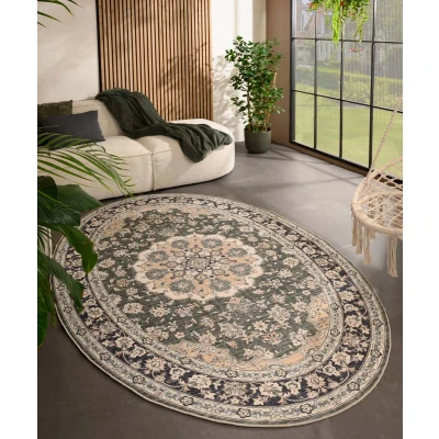 Afbeelding van Buitenkleed Ovaal Vintage Valenca Nova Donkergroen 200x290 Cm