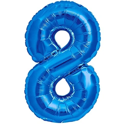 Afbeelding van Jonami Ballon voor de 8e verjaardag, Cijfer 8, metallic blauw, XXL, reuze, 100 cm, verjaardagsdecoratie Lucht of helium