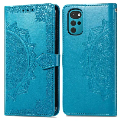 Afbeelding van iMoshion Hoesje Geschikt voor Motorola Moto G22 Met Pasjeshouder Mandala Bookcase Turquoise