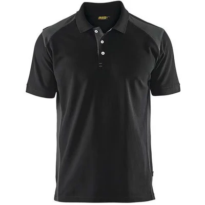 Image de Polo piqué noir/gris foncé