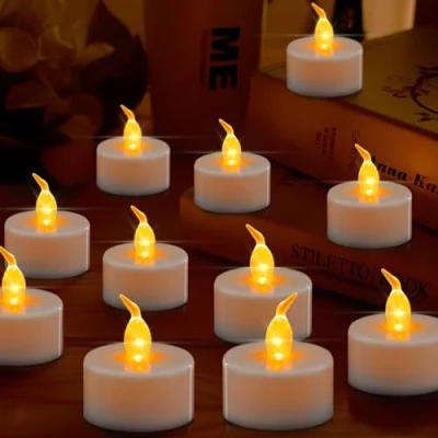 Afbeelding van MOYKSRR 39 led theelichtjes, knipperende lampen, vlamloze ledkaarsen, elektrische kaarsen, realistische theelichtjes voor bruiloft, Kerstmis, woondecoratie