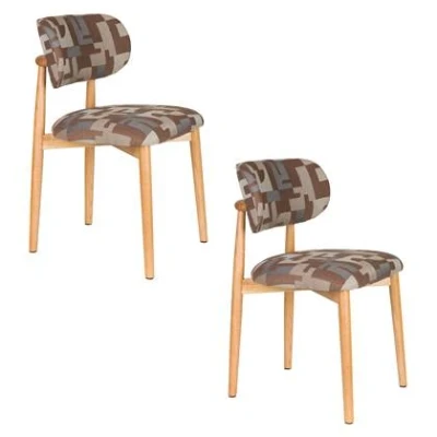 Afbeelding van Housecraft Living Elle Eetkamerstoel Hout Set van 2