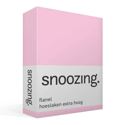 Afbeelding van Snoozing Flanel Hoeslaken Extra Hoog Tweepersoons 120x200 cm Roze
