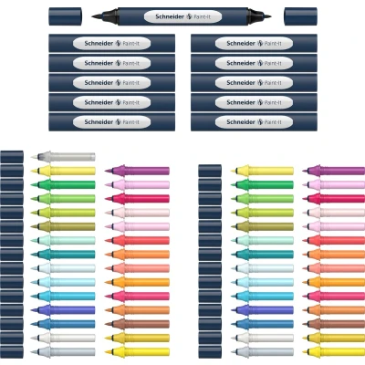 Afbeelding van Schneider stift Twinmarker set Paint It 040 30 kleuren + 11 houders blender S ML04010901