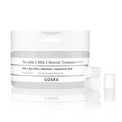 Afbeelding van COSRX AHA 2% BHA Blemish Treatment Serum 60+ ballen van puur katoen, snelle en eenvoudige dagelijkse behandeling, mee eters witte stippen, talgcontrole, parabenen, Koreaanse huidverzorging
