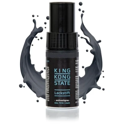 Afbeelding van King Kong State Stylo de retouche RAL7016 mat 1 couche peinture gris anthracite pour réparer les impacts pierres et rayures en extérieur sur la voiture (mat)