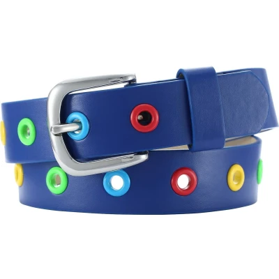 Afbeelding van Playshoes PU riem met klinknagels, uniseks kinderriem, Blauw (zwart)