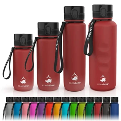 Afbeelding van coolrhino Drinkfles 1500 ml voor sport, outdoor, school, fitness en kinderen, waterfles lekvrij BPA vrij fles geschikt koolzuur (Rhino robijnrood, ml)