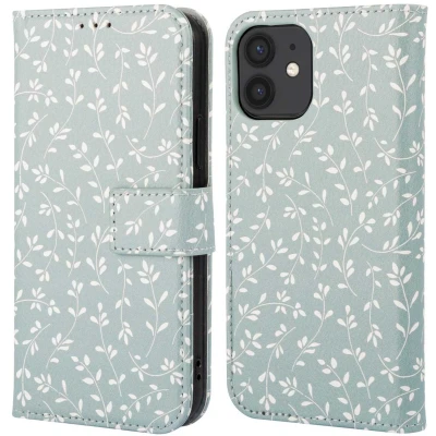 Afbeelding van imoshion Hoesje Geschikt voor iPhone 12 / Pro Design Bookcase smartphone Smoke Green Flowers