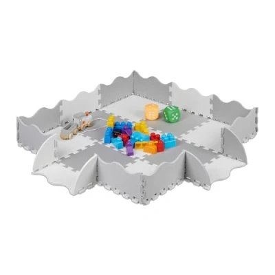Afbeelding van Relaxdays 25 delige speelmat met rand puzzelmat kinderkamer speeltegels vloerpuzzel grijs
