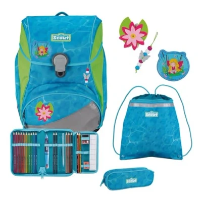 Afbeelding van Scout Alpha set 4TEILIG Schooltas voor kinderen, Maat: One Size, Water