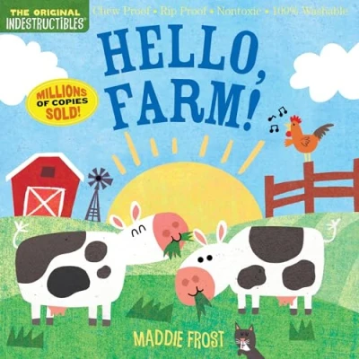 Afbeelding van Indestructibles Hello, Farm Chew Proof Rip Nontoxic 100 Washable Book for Babies, Newborn Books, Safe to