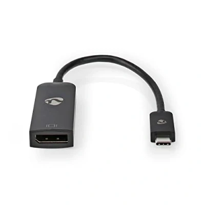 Image de Nedis Adaptateur vidéo 24 pin USB C (M) pour DisplayPort (F) 3.2 Gen 1 / 1.4 20 cm support 8K30Hz (7680 x 4320) noir