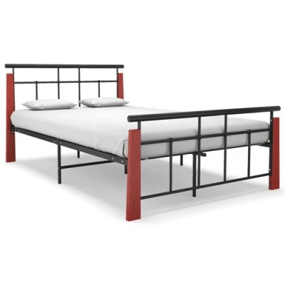 Afbeelding van Bedframe metaal en massief eikenhout 120x200 cm
