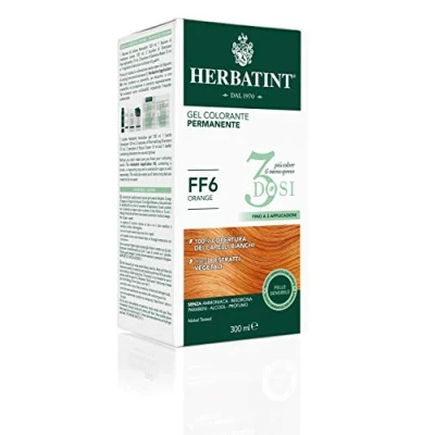 Afbeelding van Herbatint Permanente kleurgel, 300 ml, FF6 oranje, ammoniakvrij, voor de gevoelige huid, 100% dekking wit haar, met 8 biologische natuurlijke extracten