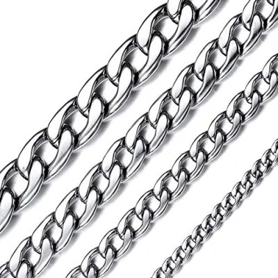 Afbeelding van ChainsHouse Halsketting, heren, 316L roestvrij staal, Cubaanse pantserketting, zilver/goud/zwart, breedte 5/9/12/15 mm, lengte 36/46/51/55/61/66/71/76 cm, sieraden, jongens, meisjes, cadeau, verjaardag