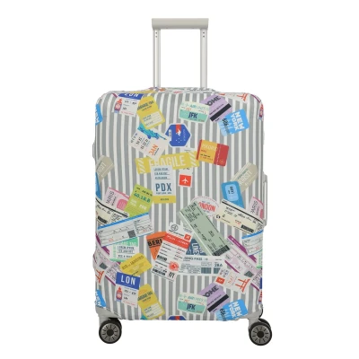 Afbeelding van Travelite Accessoires Kofferhoes M tickets on blue/white