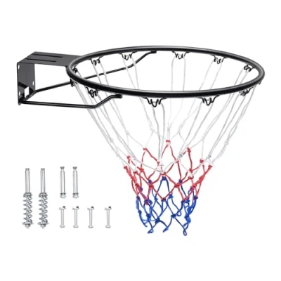 Image de VEVOR Panier de Basket Diamètre Extérieur 485 mm Cerceau ball en Acier au Carbone avec Filet But Mural Pièce Remplacement pour Entraînement Intérieur