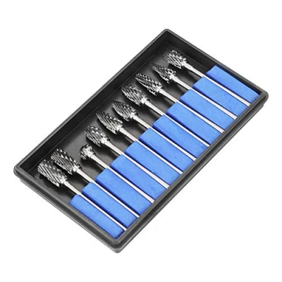 Afbeelding van roterende freesset, 10 stuks 2,35 x 6 mm wolfraamcarbide bestanden metaalbewerking snijgereedschap set voor Dremel gereedschappen houtbewerking graveren f