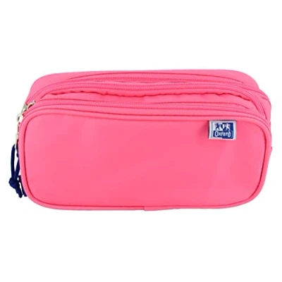 Afbeelding van Oxford, Schooltas met 3 vakken, elastiek en ritssluitingen, kleur fuchsia roze