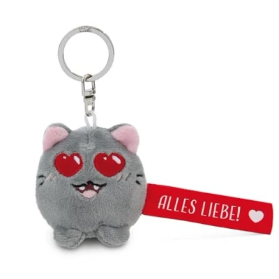 Afbeelding van NICI 62062 &quot;Alles Liebe&quot; kat sleutelhanger 5 cm grijs trouwe metgezel voor rugzak of tas groot en klein