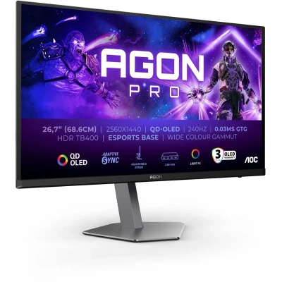 Afbeelding van AOC AGON PRO AG276QZD2 computer monitor 67,8 cm (26.7&quot;) 2560 x 1440 Pixels Quad HD QDOLED Grijs