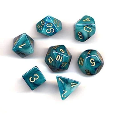 Afbeelding van Chessex Phantom Teal/goud Polydice Dobbelsteenset (7 stuks)