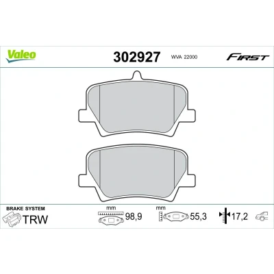 Afbeelding van VALEO 302927 Remblokkenset Achteras Excl. slijtage waarschuwingscontact Zonder schroeven, Met anti kreukplaat VOLVO: XC40