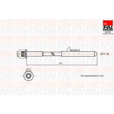 Afbeelding van FAI AutoParts B896 Cilinderkopbouten Buiten Torx 10 RENAULT: MASTER 3 Kasten, Megane Coupe, CC, OPEL: Vivaro A Combi, Movano B Van