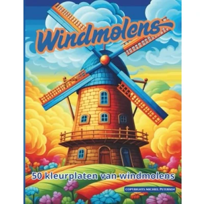 Afbeelding van Artfull Pixels Windmolens: 50 kleurplaten van windmolens kleurboek large print