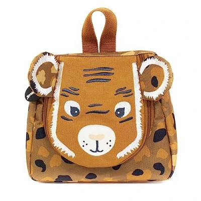 Afbeelding van Les Deglingos Uitklapbare Toilettas Tijger Junior 27 Cm Polyester Bruin