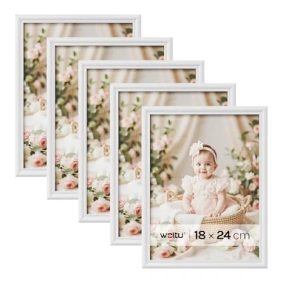 Afbeelding van WOLTU Artos fotolijst, met glas, 18 x 24 cm, wit, 5 stuks