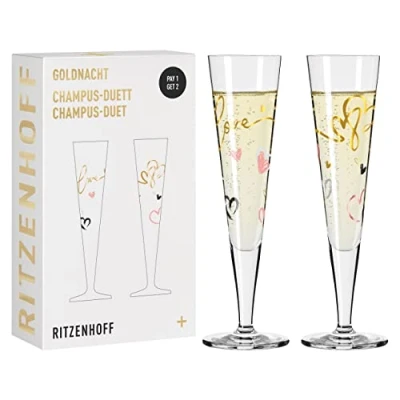 Afbeelding van RITZENHOFF 6031004 champagneglazen 200 ml Goldnacht Duett serie 2023 Made in Germany