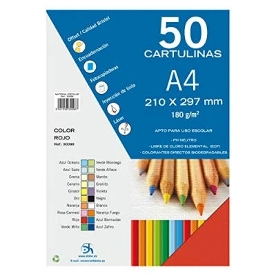 Afbeelding van Dohe Set van 50 rode A4 knutselkarton 21 x 29,7 cm 180 g/m² Kantoorbenodigdheden