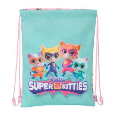 Afbeelding van Rugtas met Koordjes SuperKitties Roze Turkoois 26 x 34 1 cm