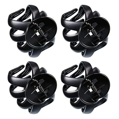 Afbeelding van Haarklauwclips voor vrouwen, 4 stuks grote handgrepen dik haar van antislip haarspeld, paardenstaart, houder, klemmen, haaraccessoires dames, meisjes, zwart