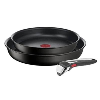 Afbeelding van Tefal Ingenio 3 delige pannen, antiaanbaklaag, 24/28 cm + afneembare handgreep, inductie oven, stapelbaar, gemaakt in Frankrijk, Unlimited On L3959143
