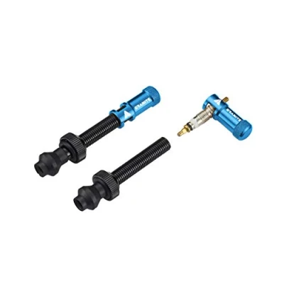 Afbeelding van Granite Juicy Nipple Set ventieldoppen en Presta ventielstangen, beschermkappen voor fietsbanden met functie het verwijderen van de ventielkern (blauw)